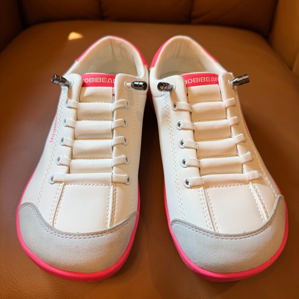 Hobibear Barefoot Sneakers White Pink Wide Toe Box GST0071G Womens 7.5